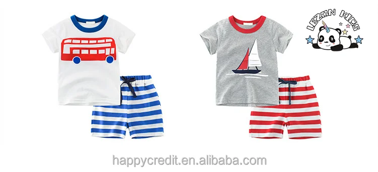 LEZONKIDS - Roupas infantis de verão para crianças de 8 anos, novas roupas de bebê para primavera e verão, terno de duas peças para meninos